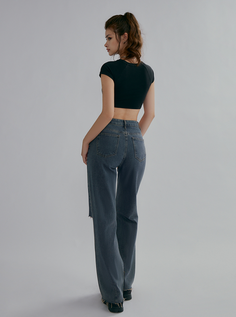 刷色割破牛仔褲