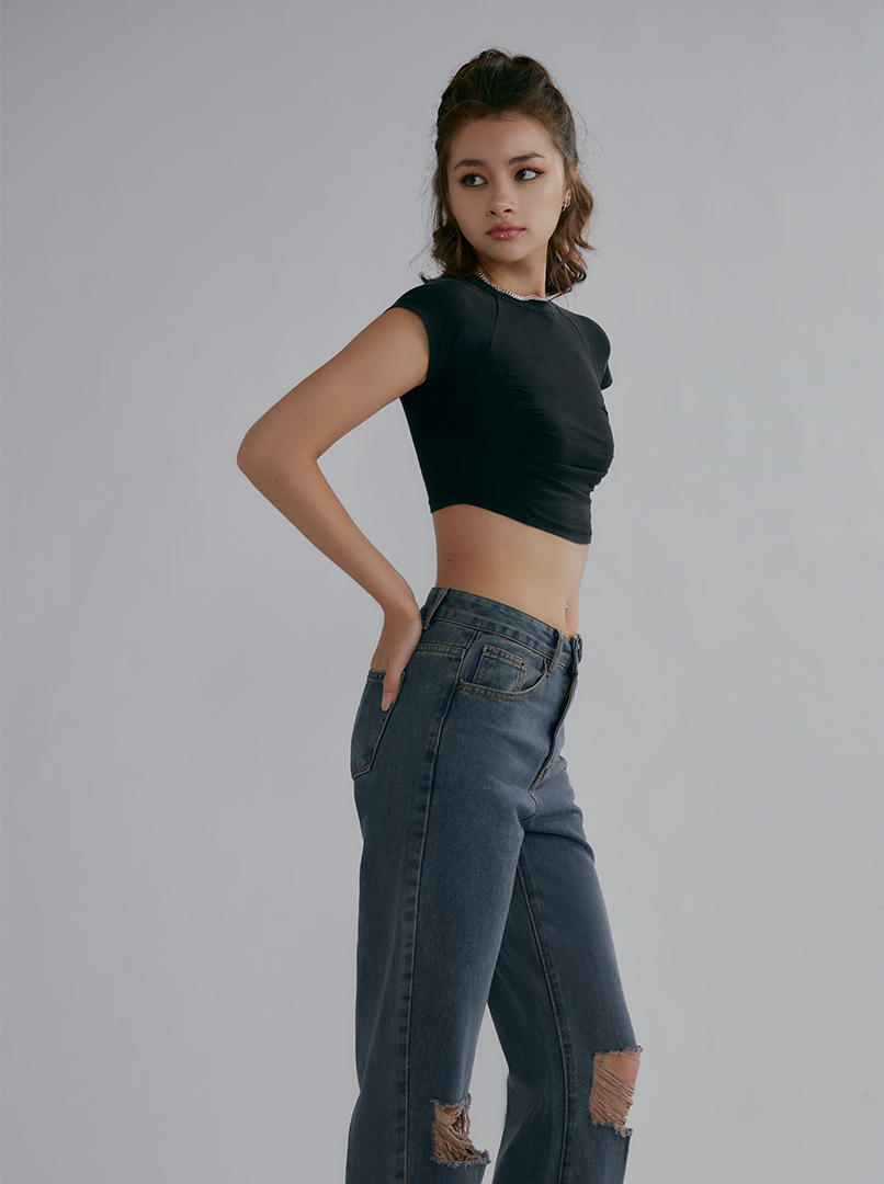 刷色割破牛仔褲