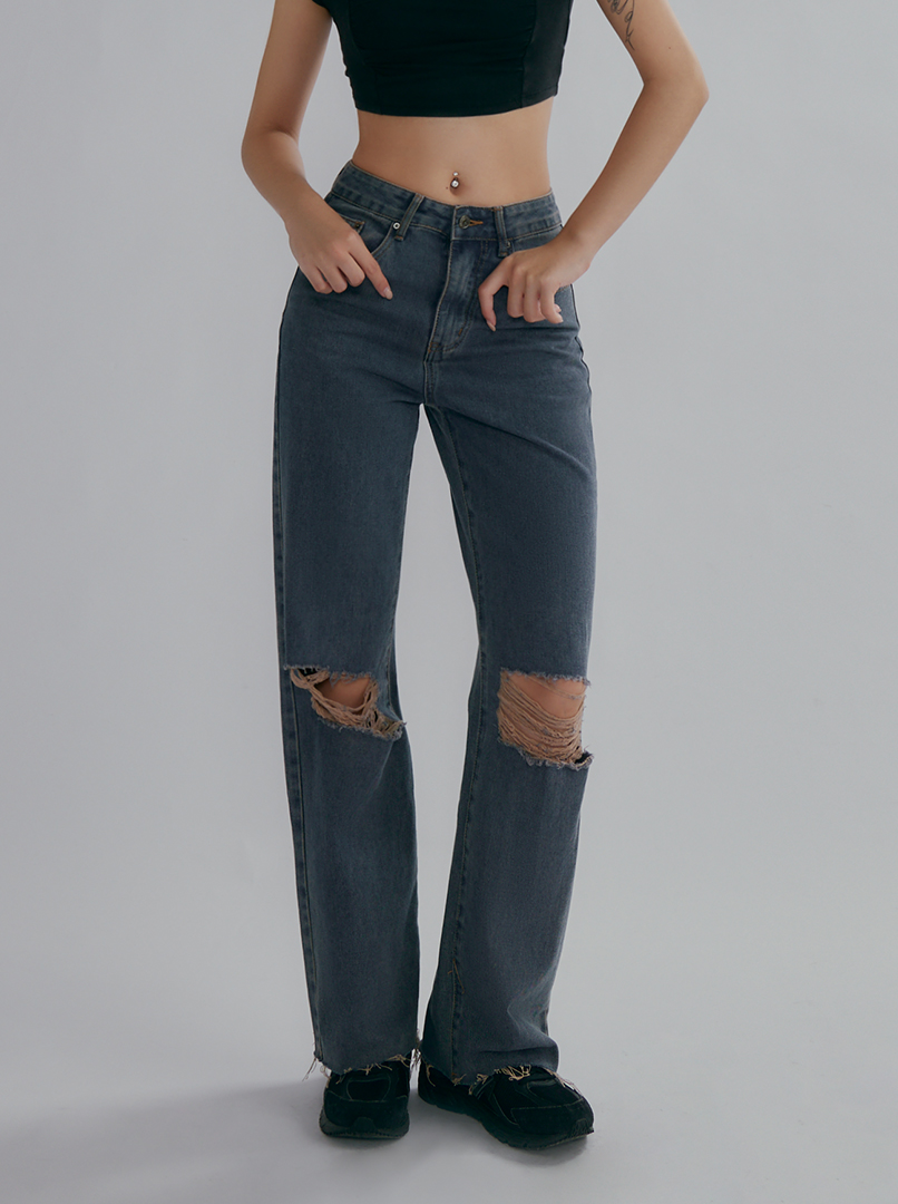 刷色割破牛仔褲