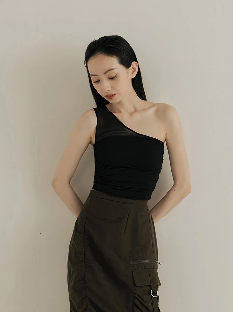 斜肩透膚網紗Bra Top