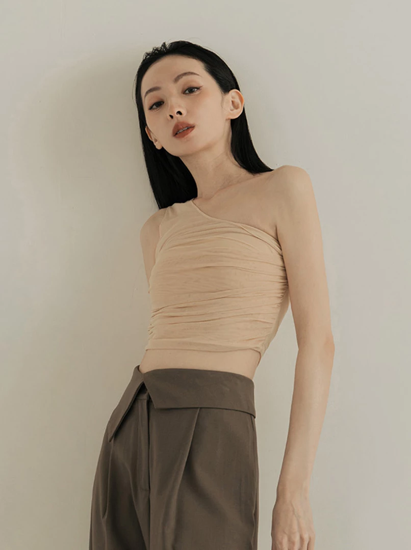 斜肩透膚網紗Bra Top