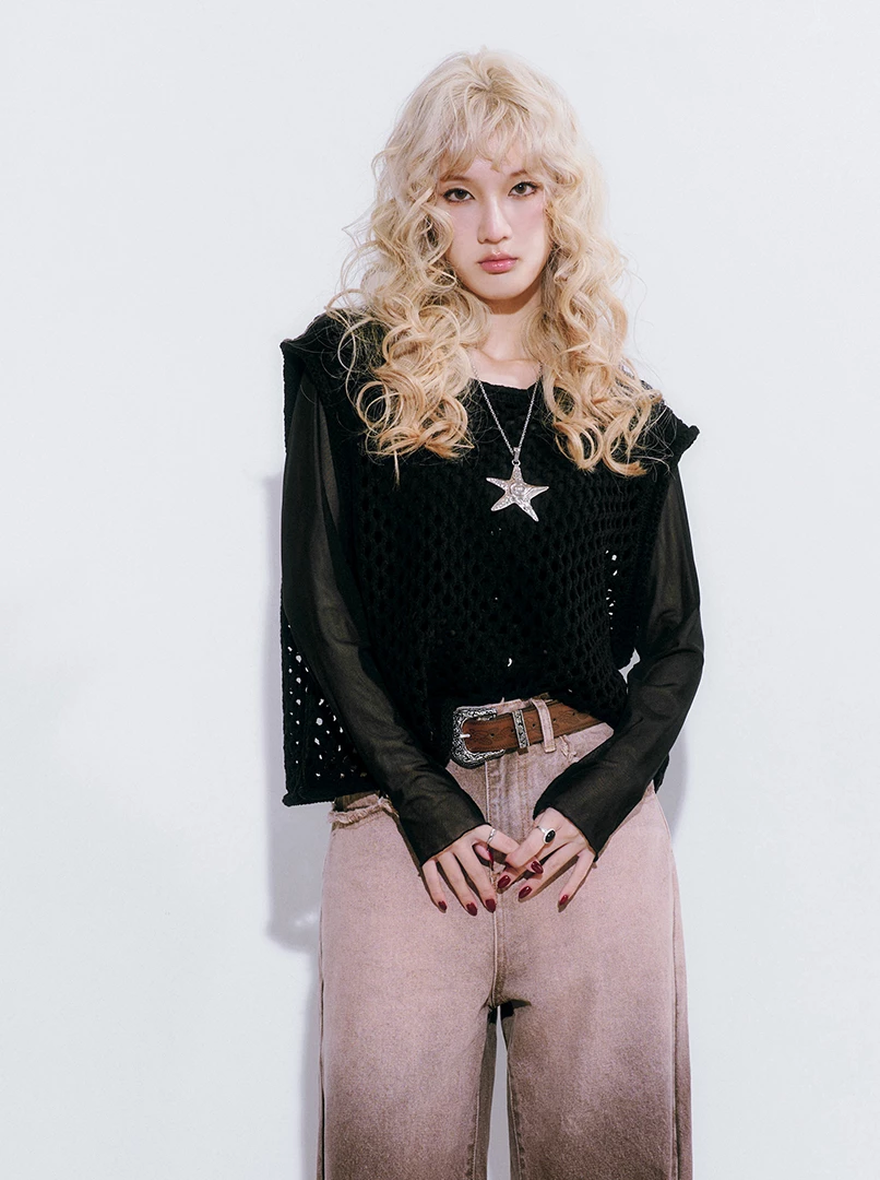 鏤空無袖針織背心