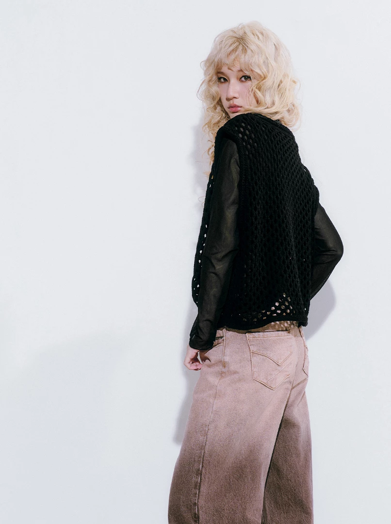 鏤空無袖針織背心