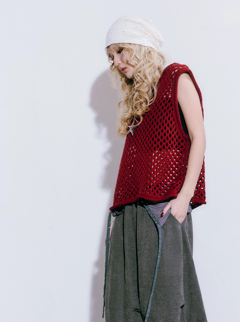 鏤空無袖針織背心