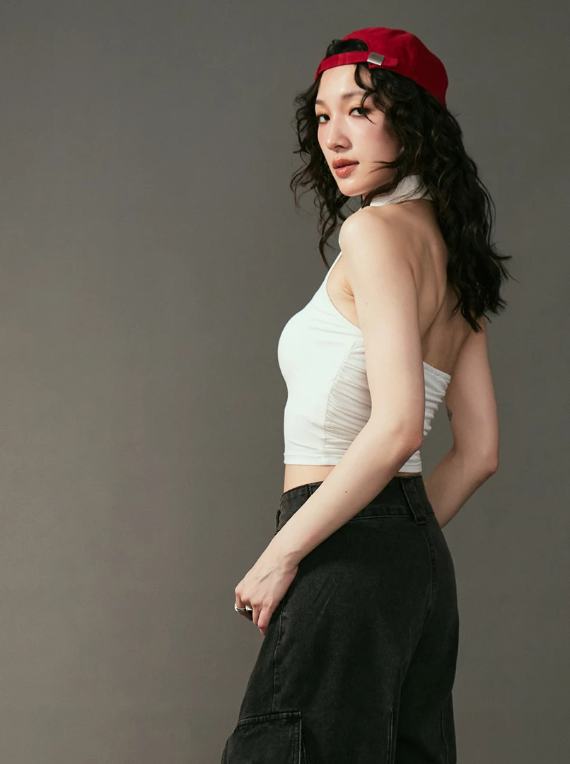 削肩翻領美背bra背心