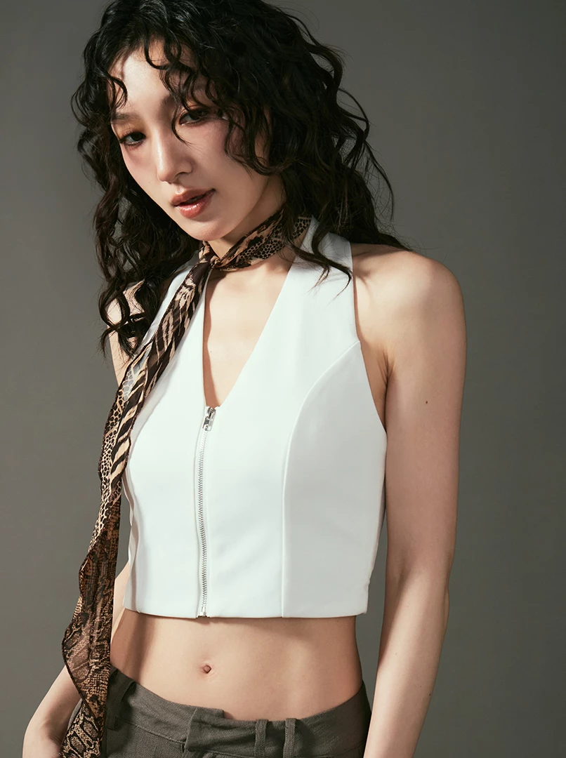 掛脖吊帶拉鍊背心
