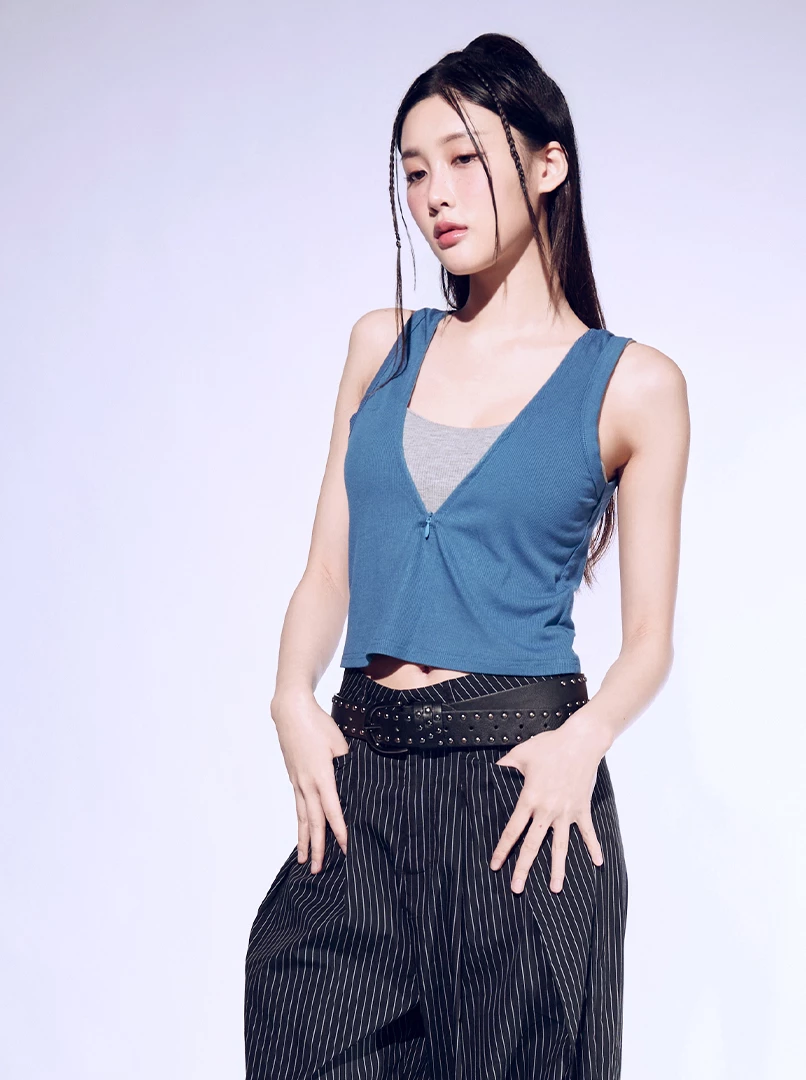 拉鍊V領背心