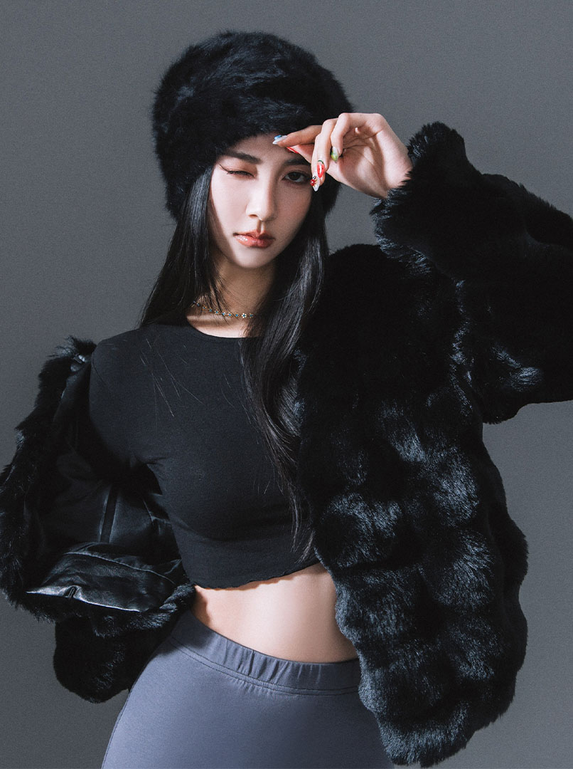 貂毛絨中長版外套