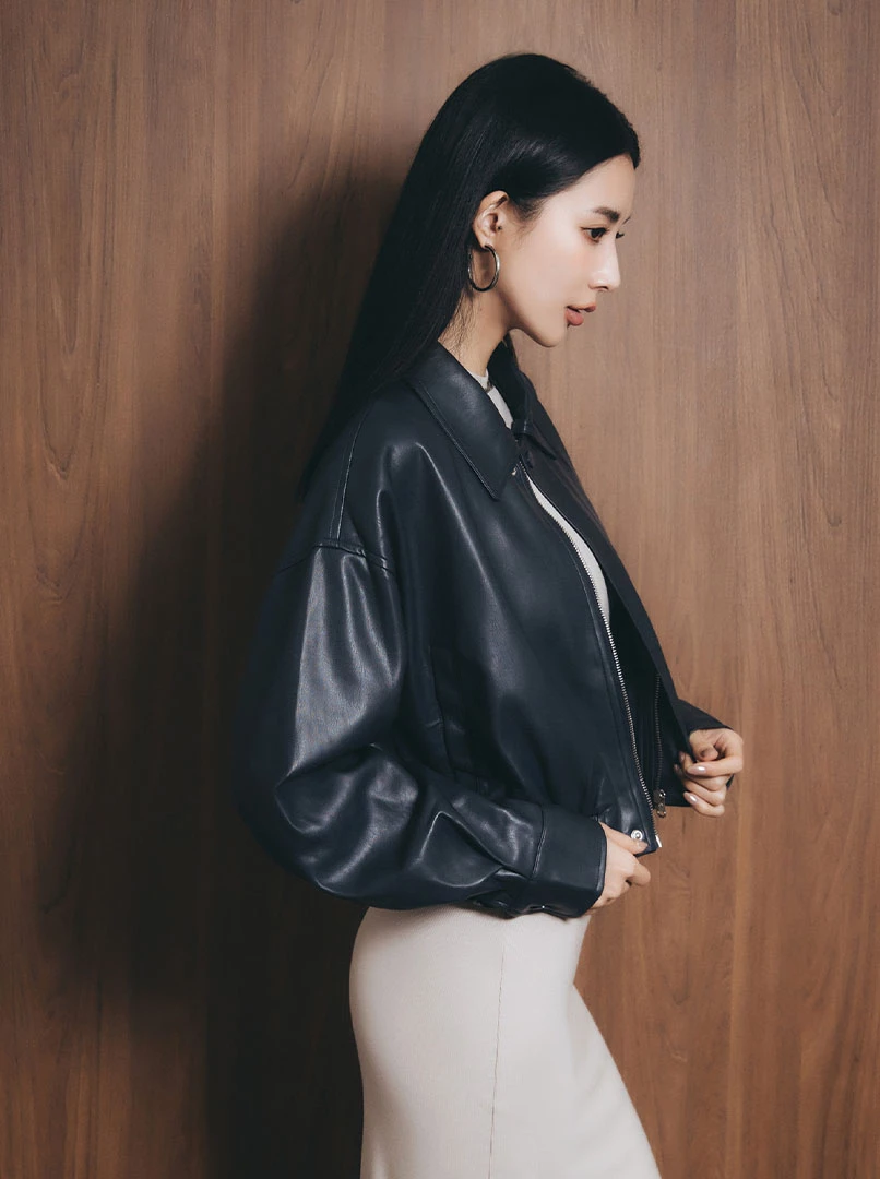 霧面質感皮革外套