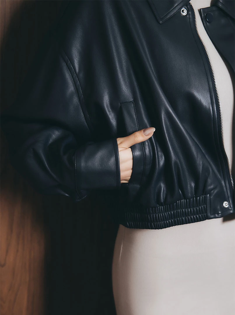 霧面質感皮革外套