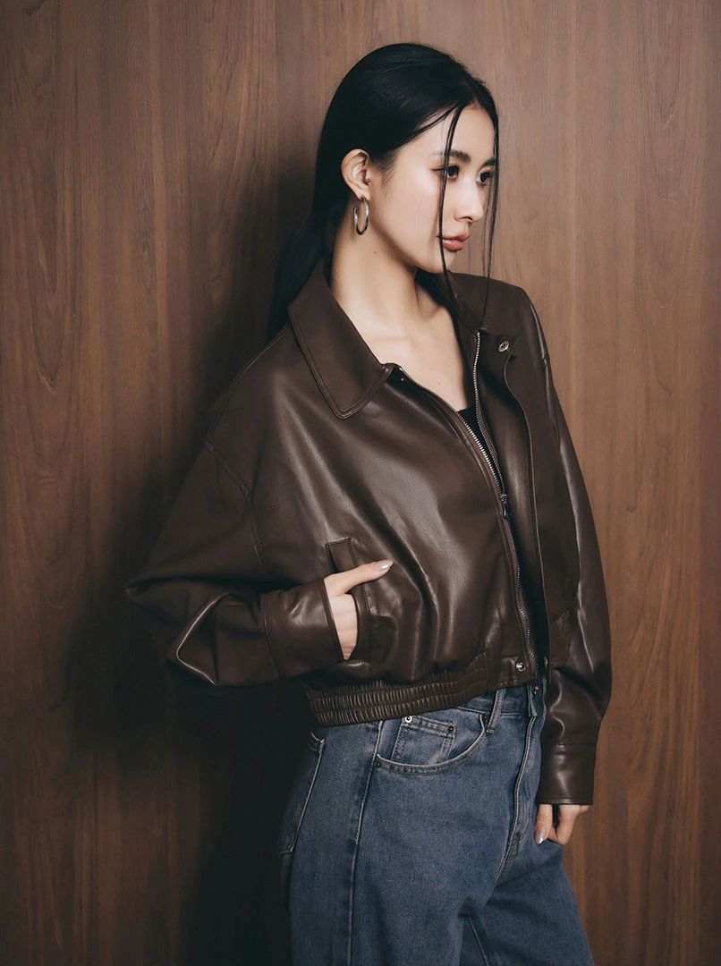 霧面質感皮革外套