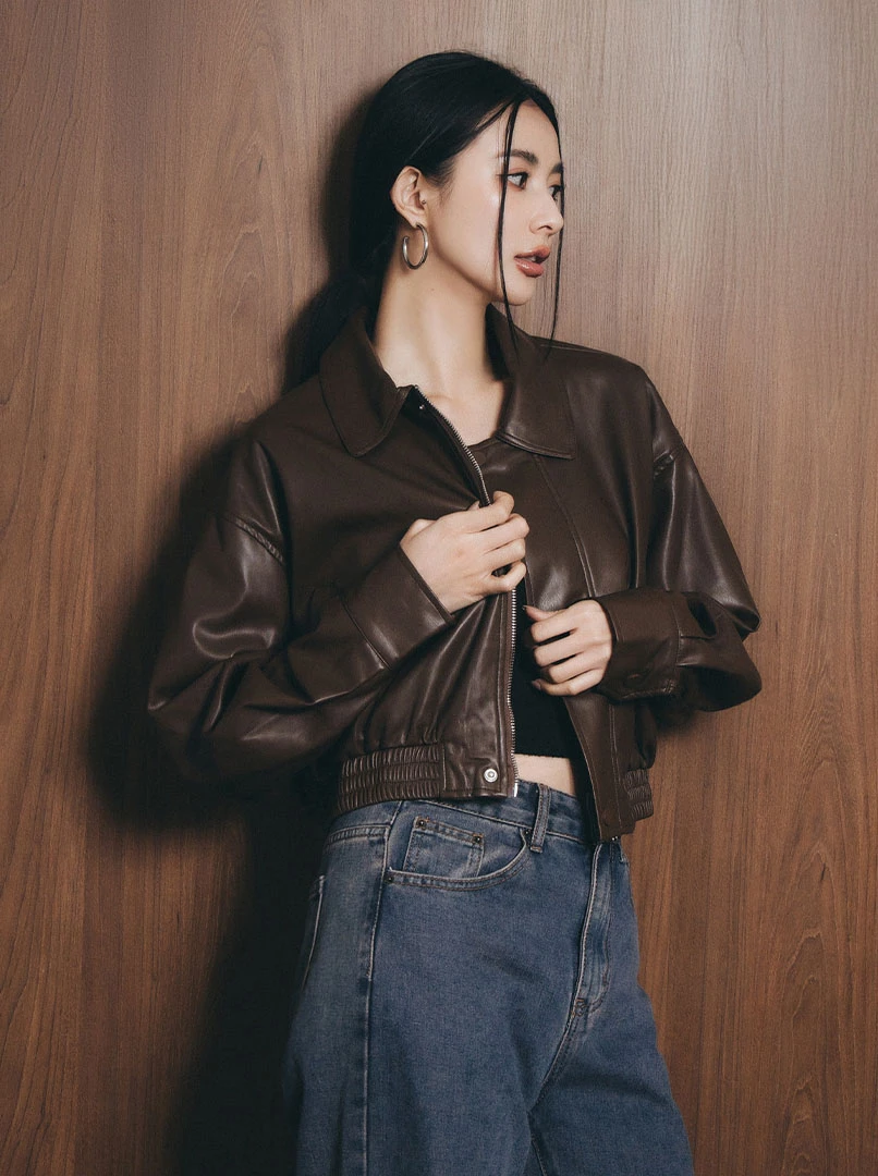 霧面質感皮革外套