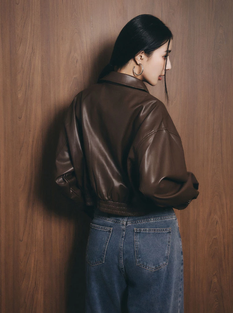 霧面質感皮革外套