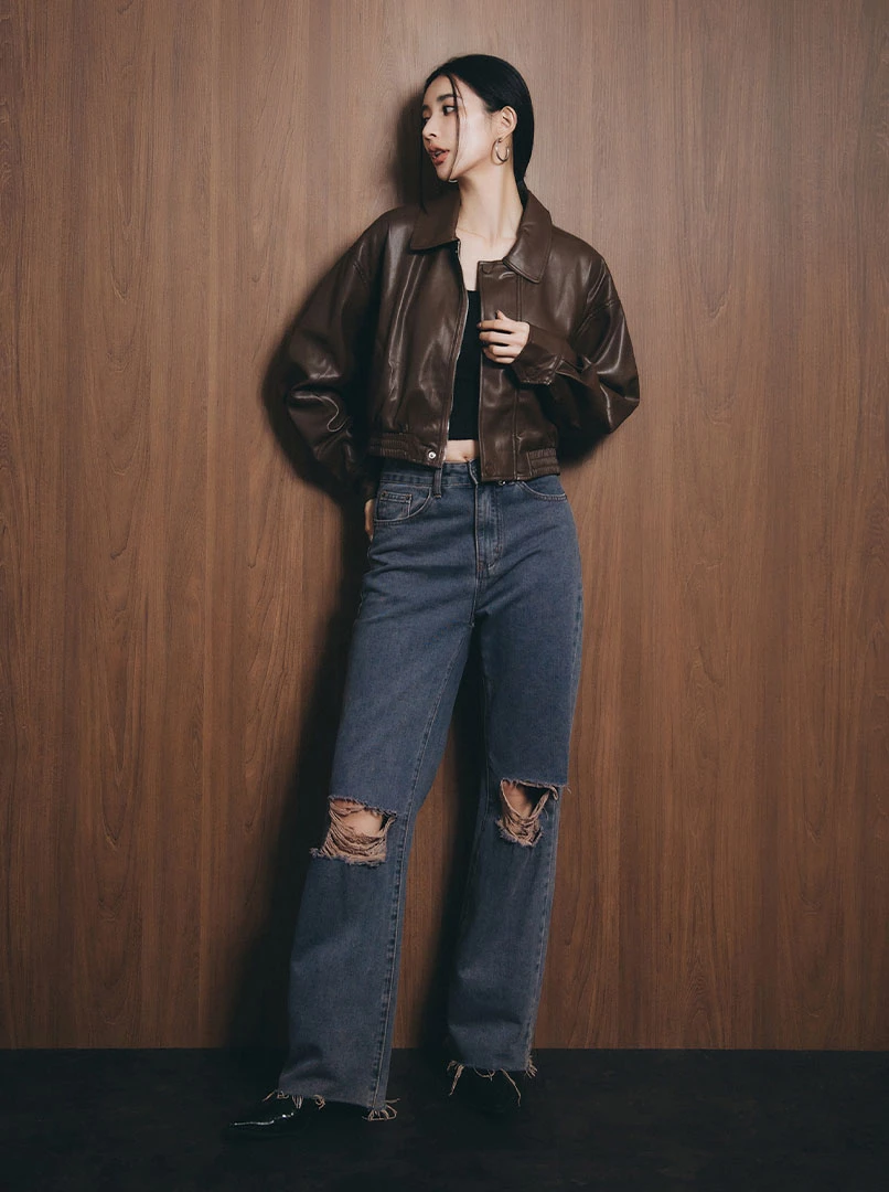 霧面質感皮革外套