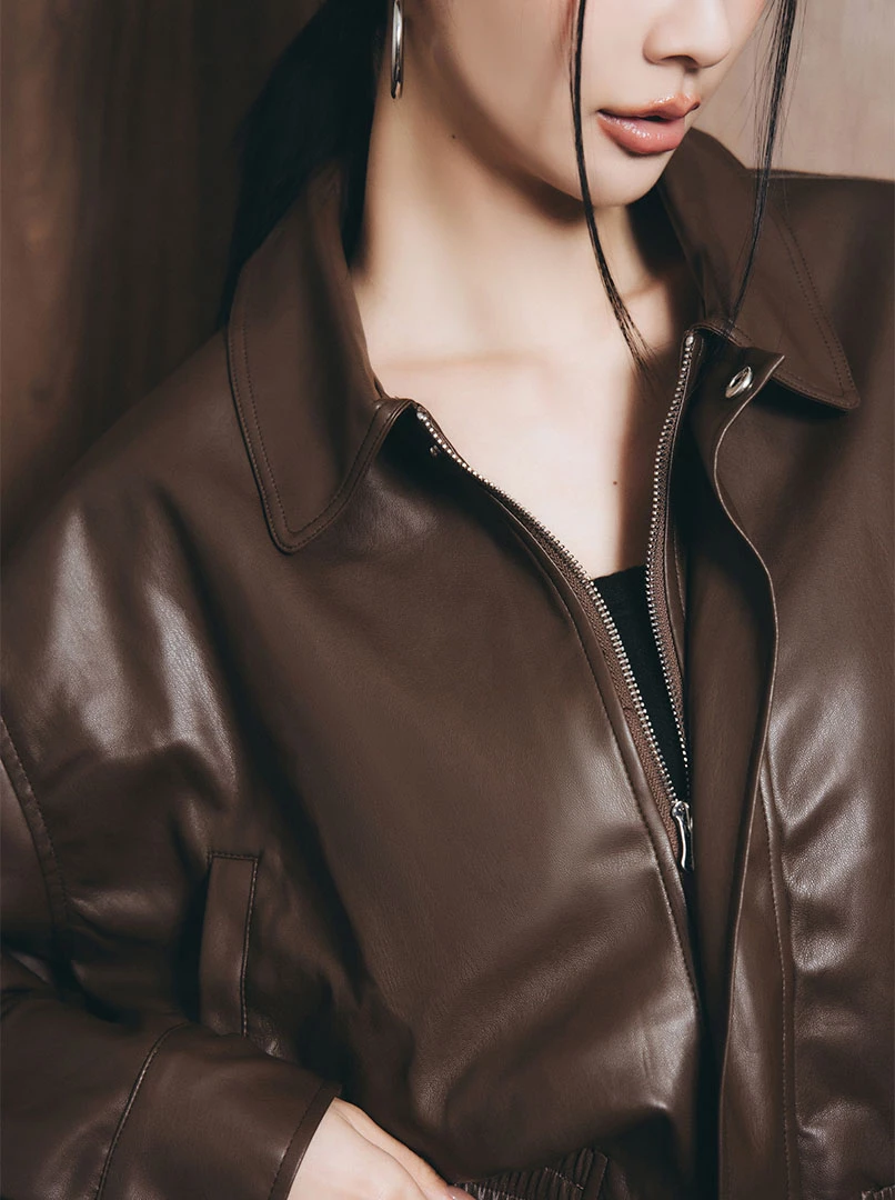 霧面質感皮革外套