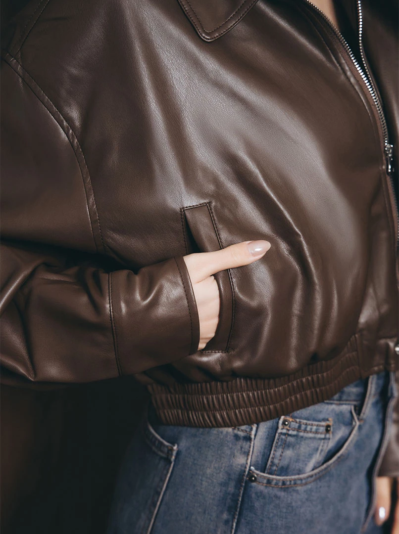 霧面質感皮革外套