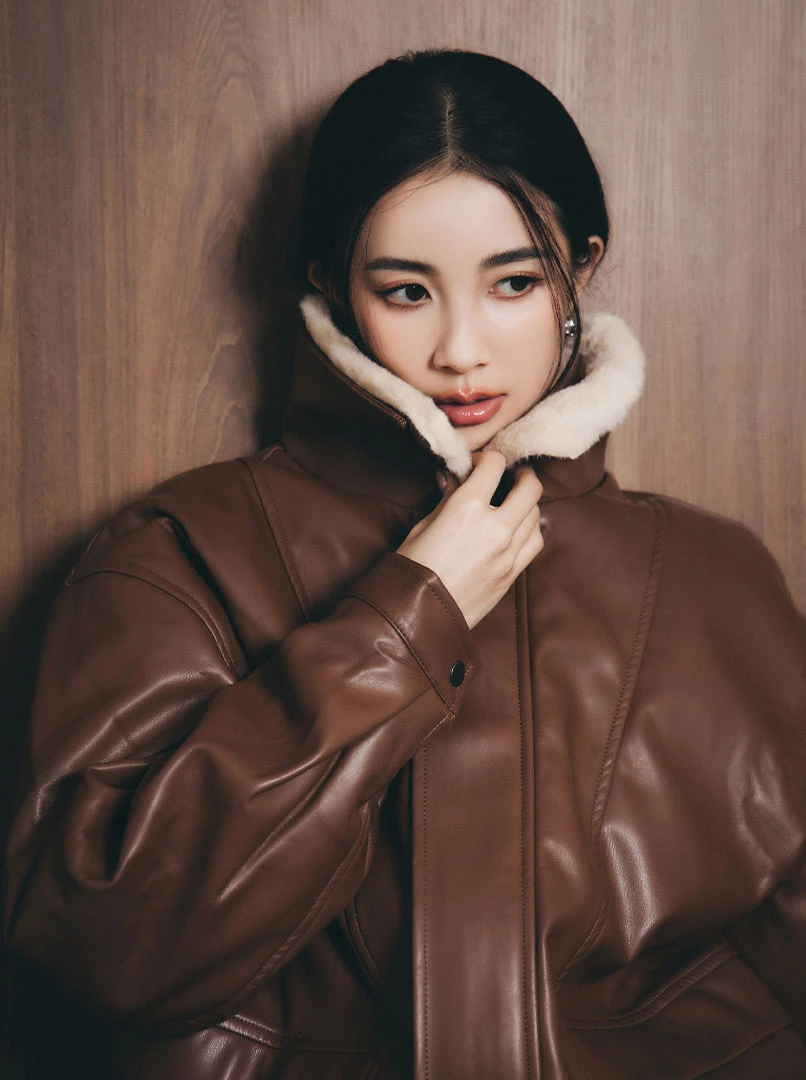 可拆式毛領皮革夾克