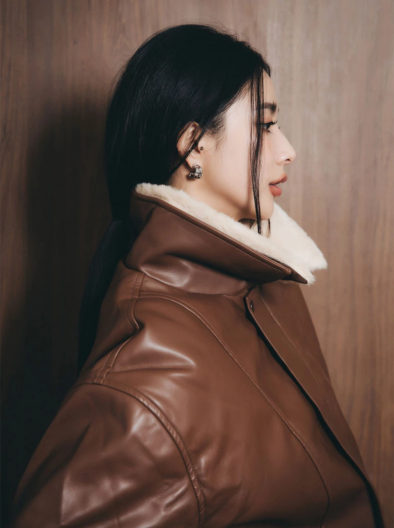 可拆式毛領皮革夾克