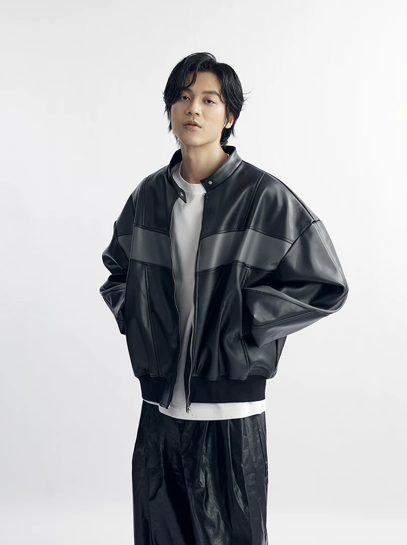 Red聯名撞色皮革外套