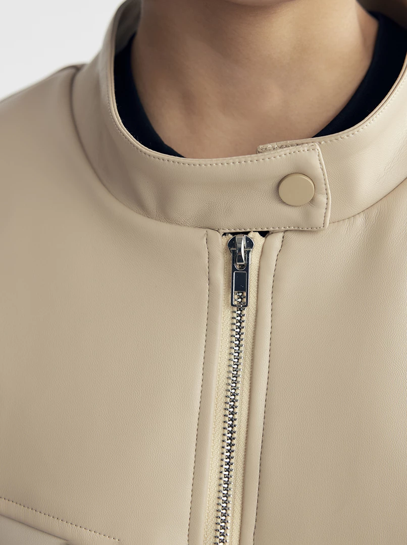 Red聯名撞色皮革外套