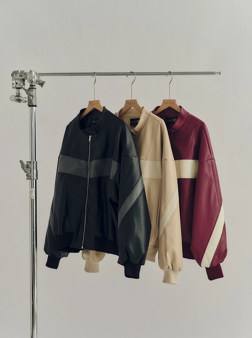 Red聯名撞色皮革外套