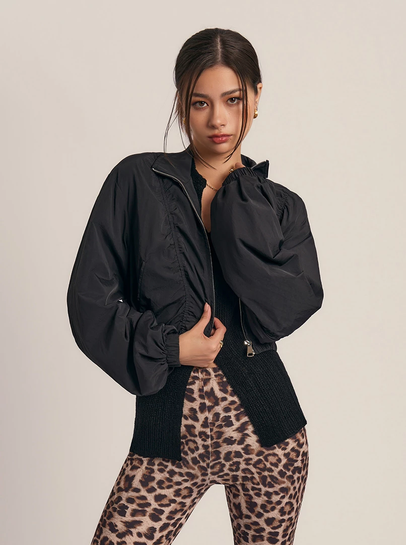 俐落短版風衣外套'