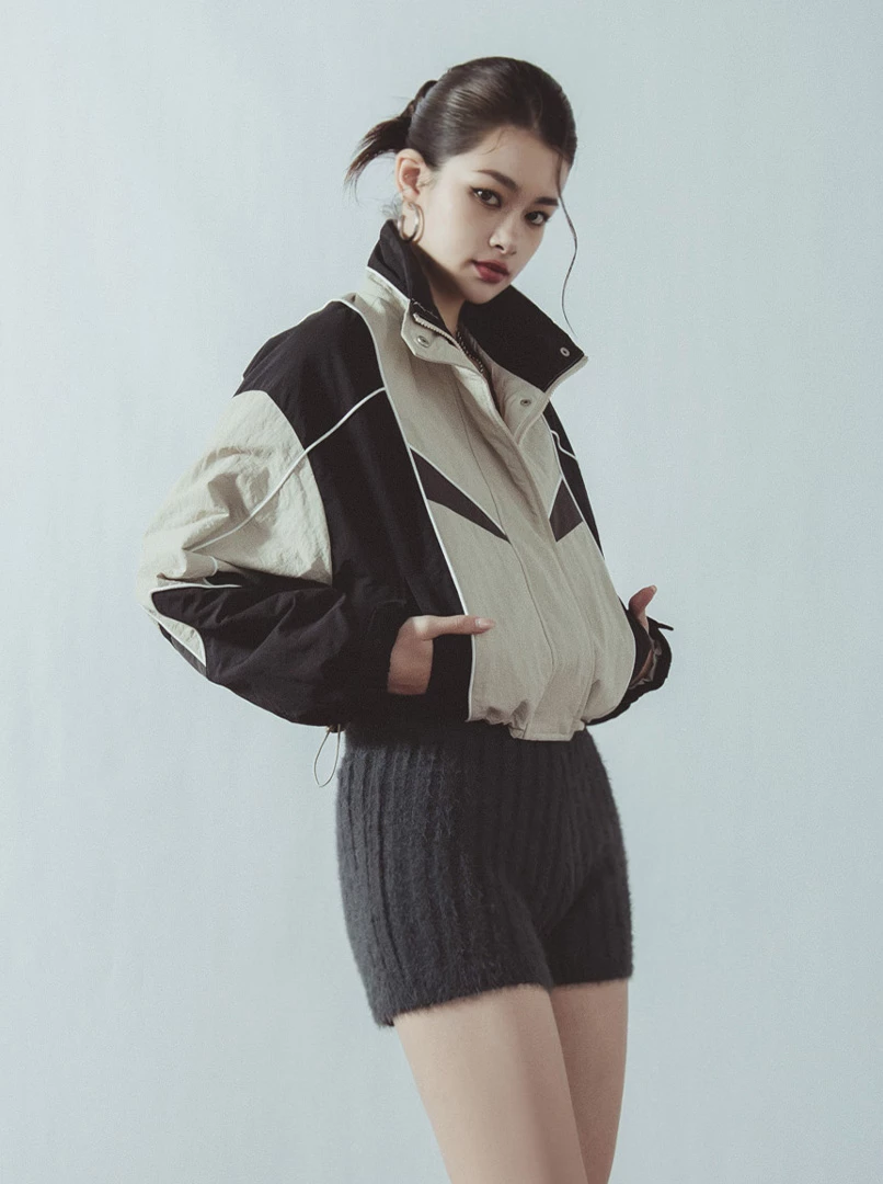 時髦撞色風衣外套