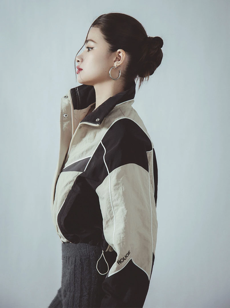 時髦撞色風衣外套