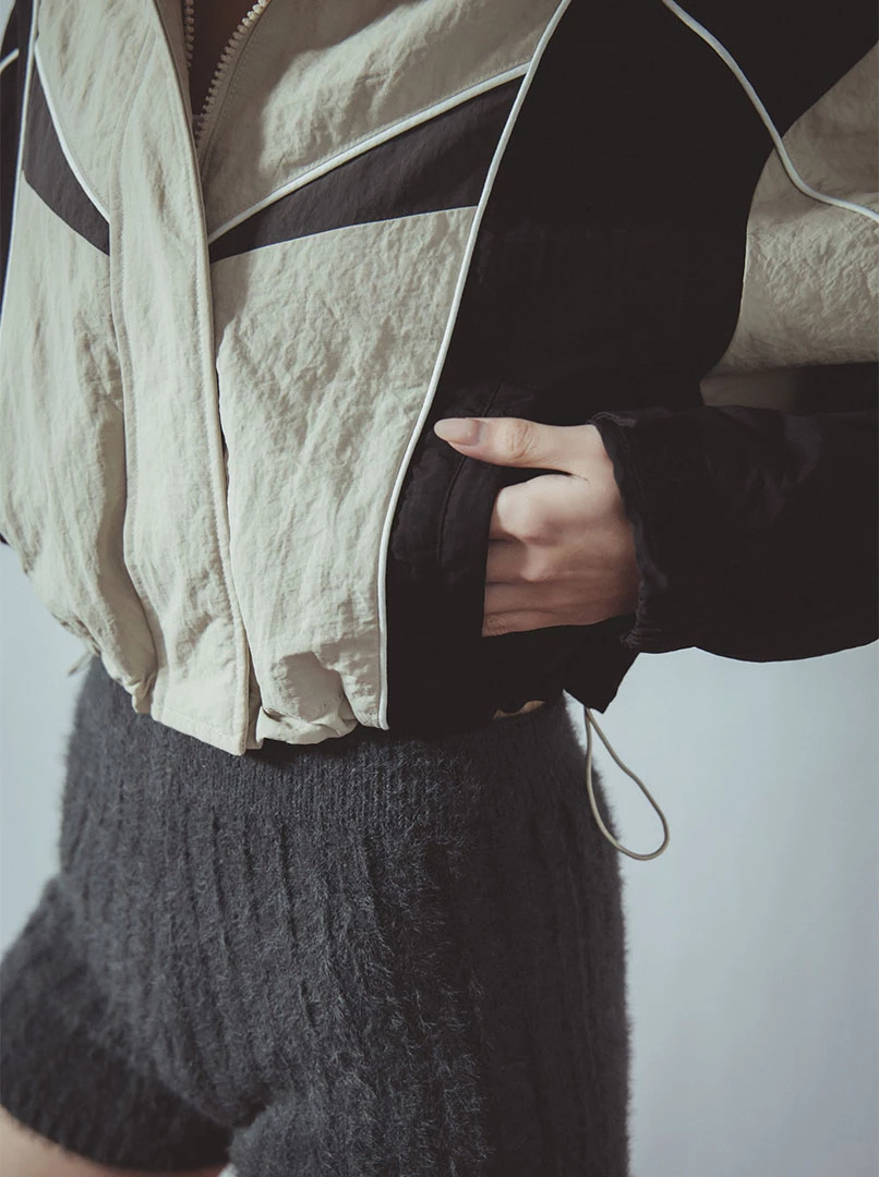 時髦撞色風衣外套