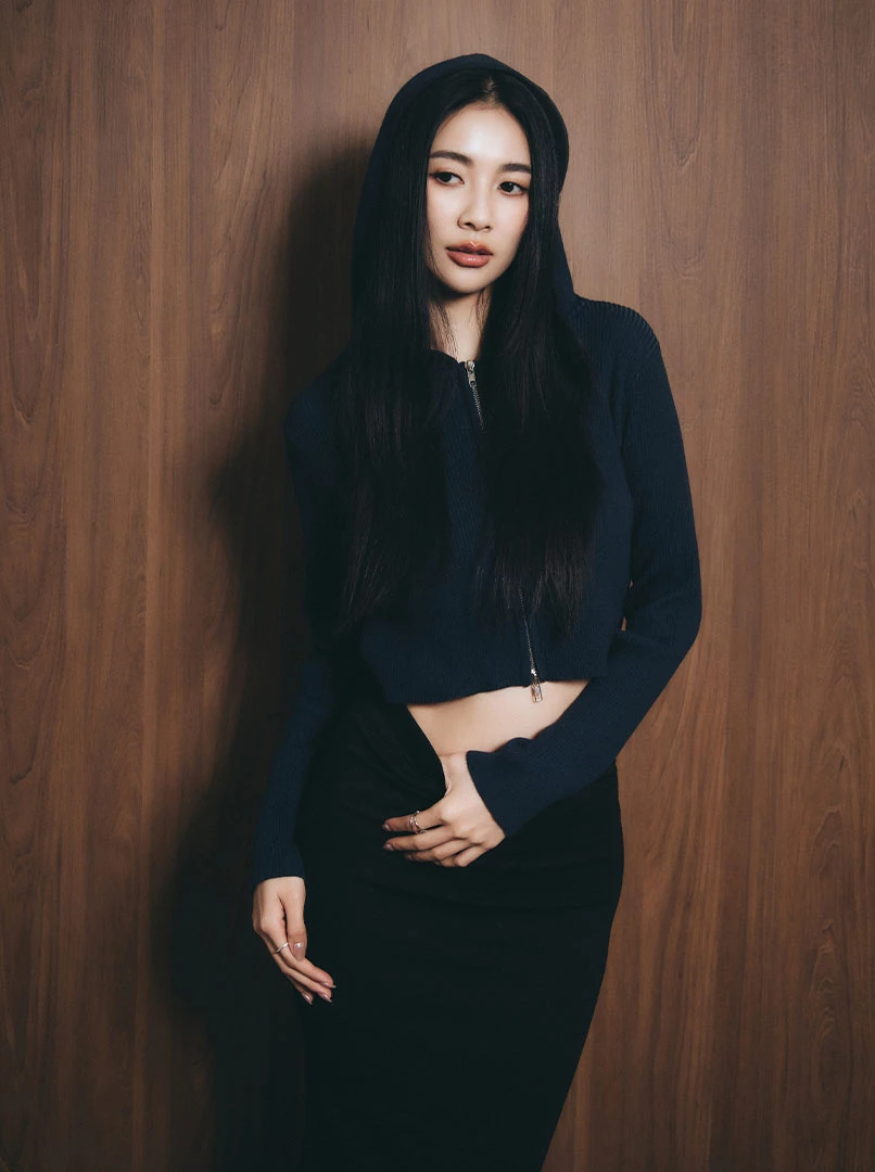 雙頭拉鍊短版連帽長袖上衣