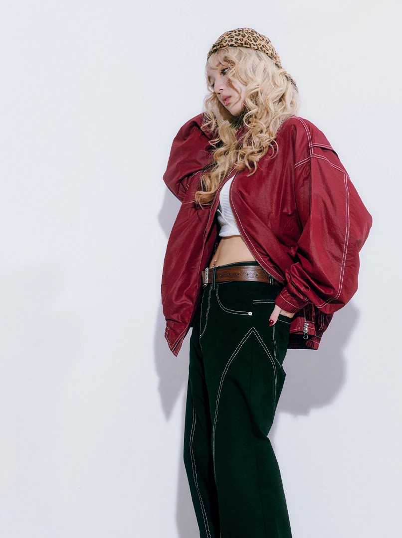 雙拉鍊長袖夾克外套