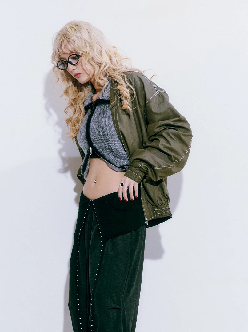 雙拉鍊長袖夾克外套