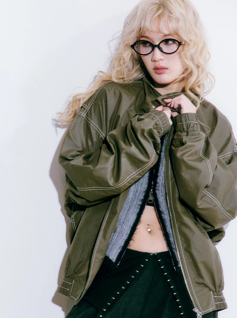 雙拉鍊長袖夾克外套