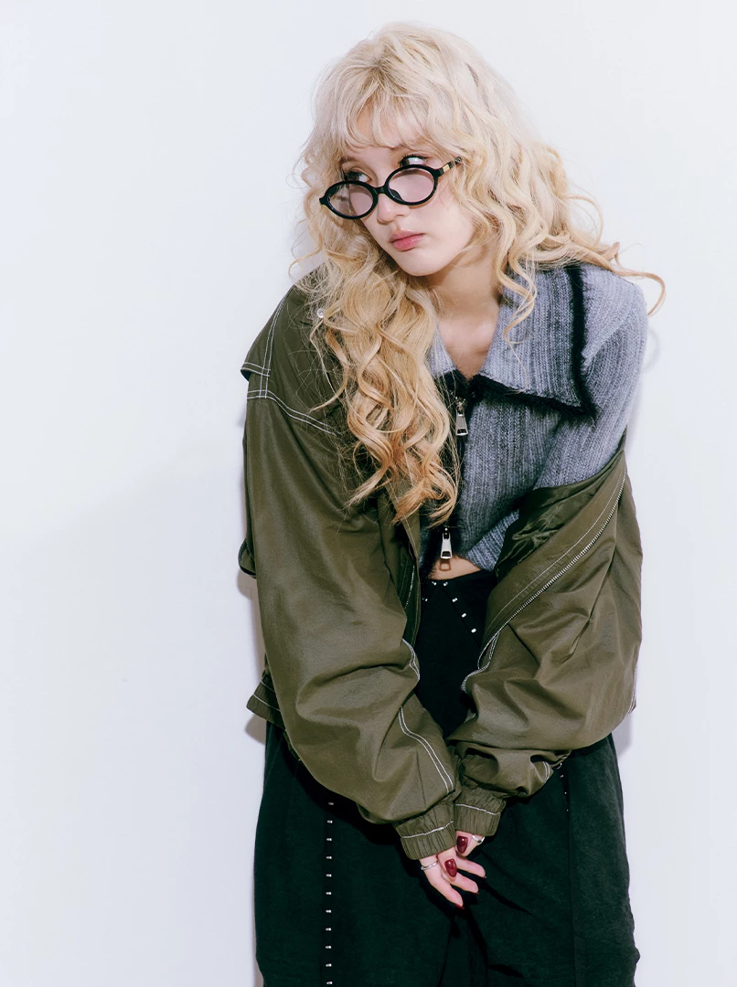 雙拉鍊長袖夾克外套