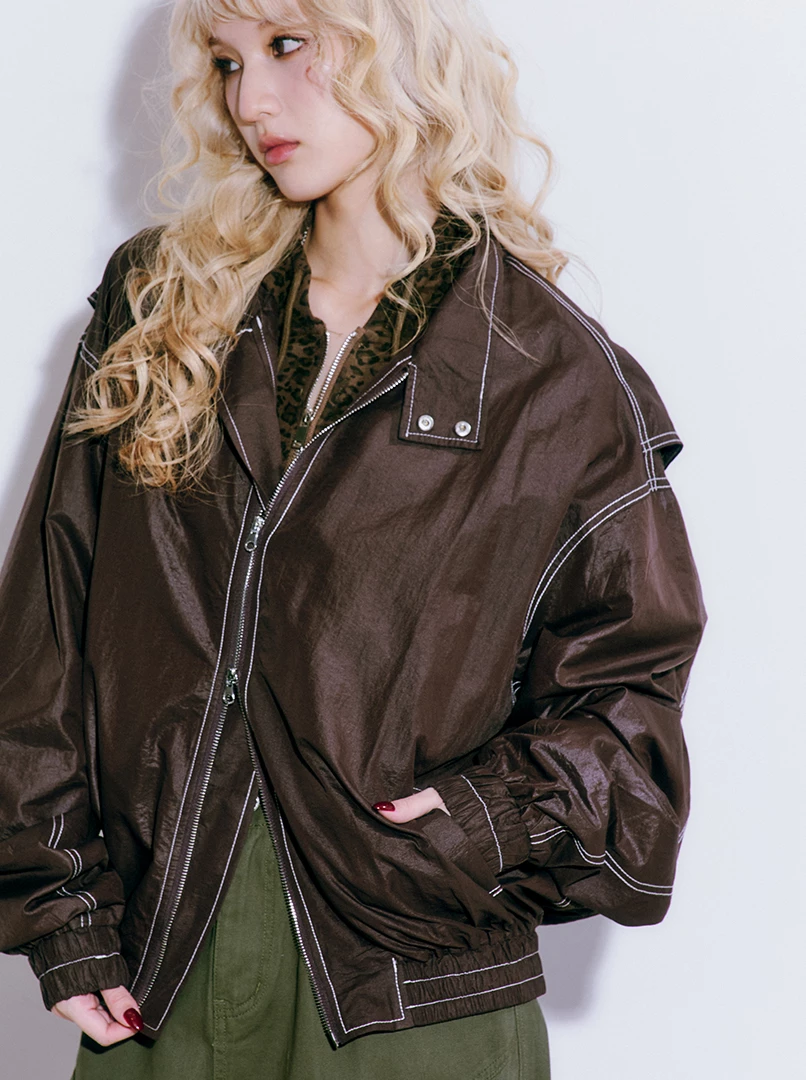 雙拉鍊長袖夾克外套