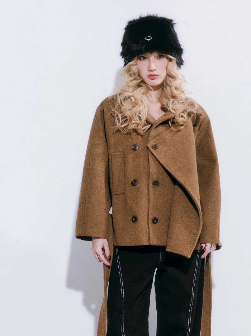 雙面羊絨立領大衣