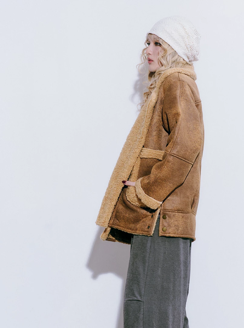 暈染寬鬆毛絨外套