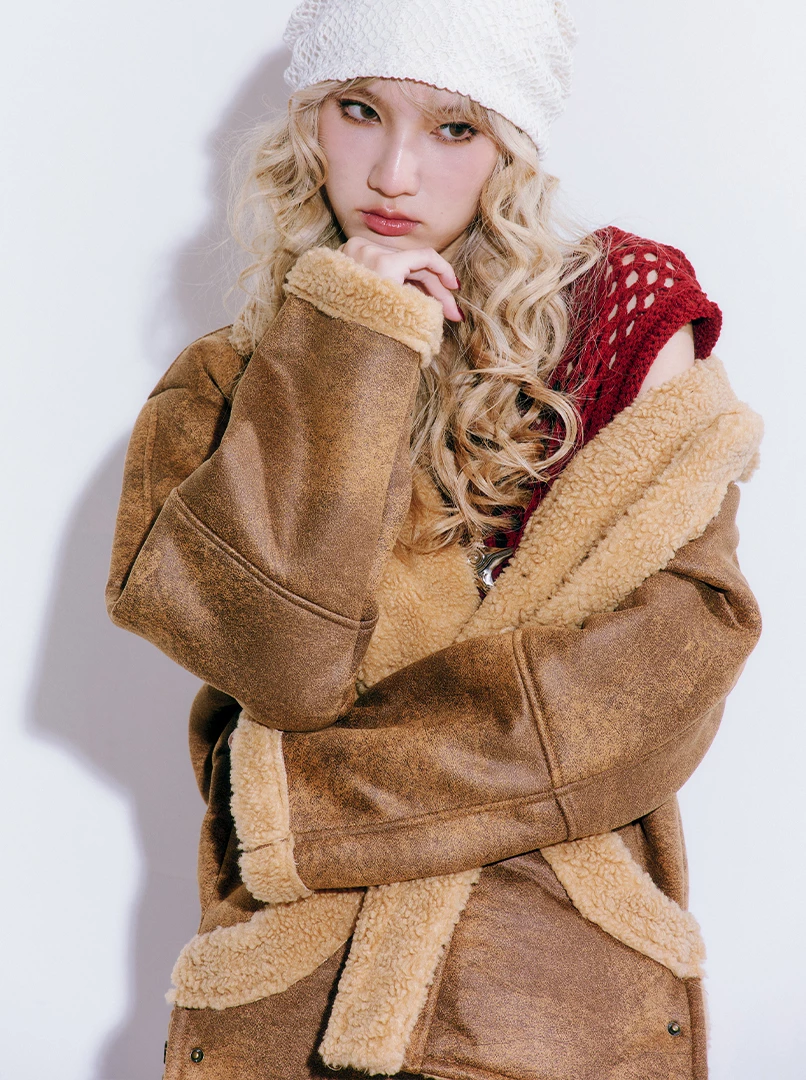 暈染寬鬆毛絨外套