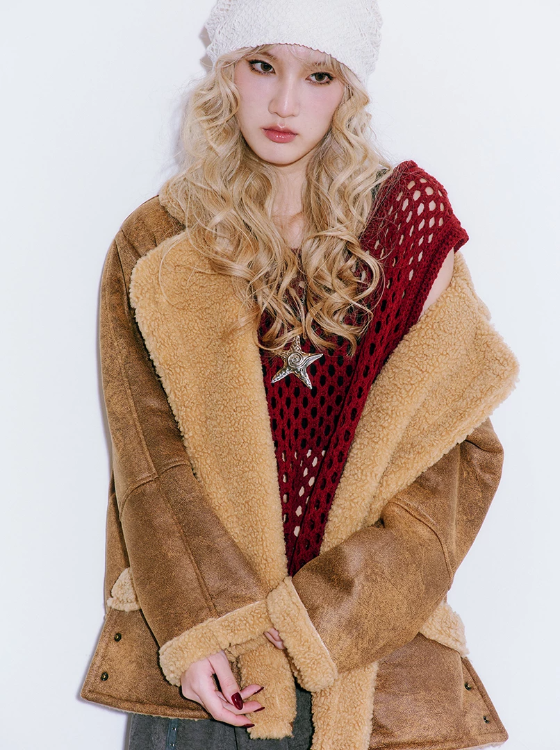 暈染寬鬆毛絨外套