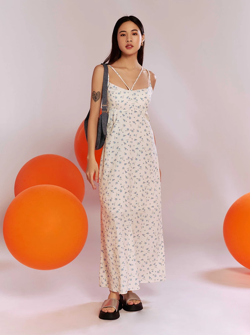 設計感碎花Bra長洋