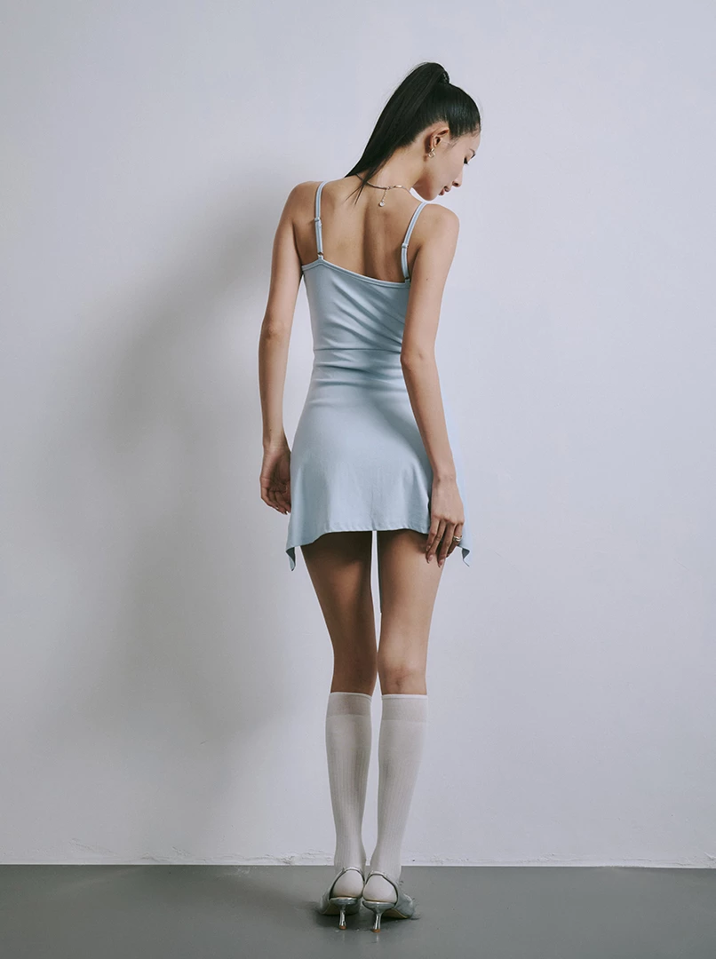 假兩件綁帶短洋