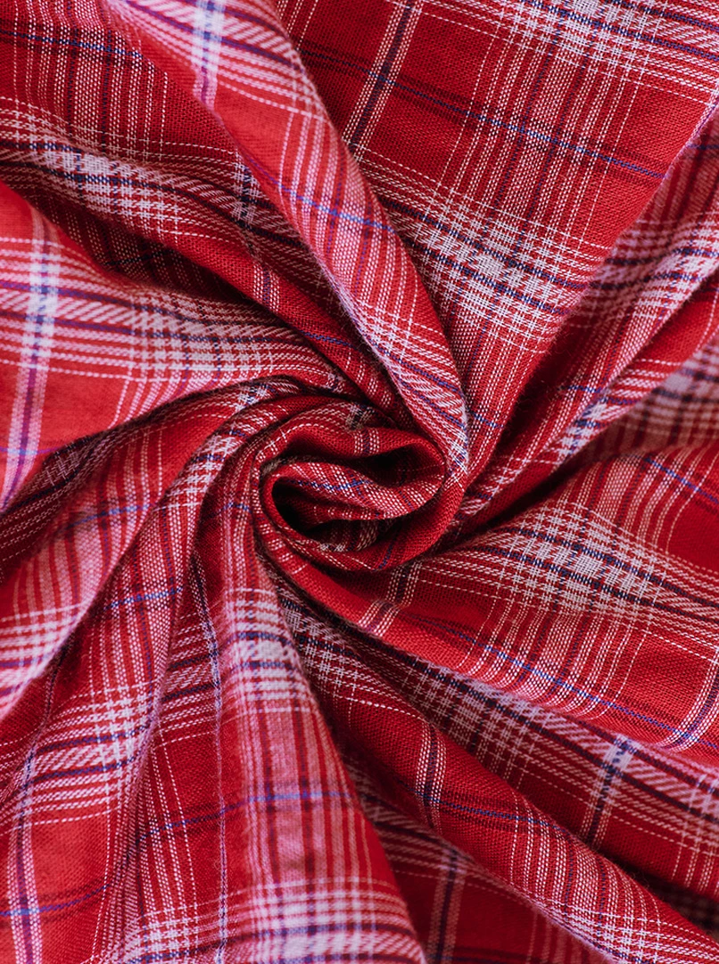 紅格長版寬鬆襯衫