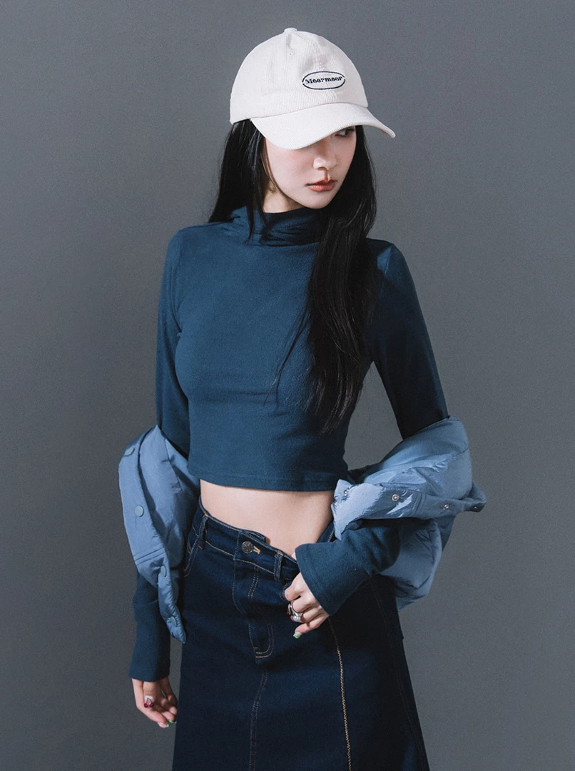 造型連帽高領素面打底衫