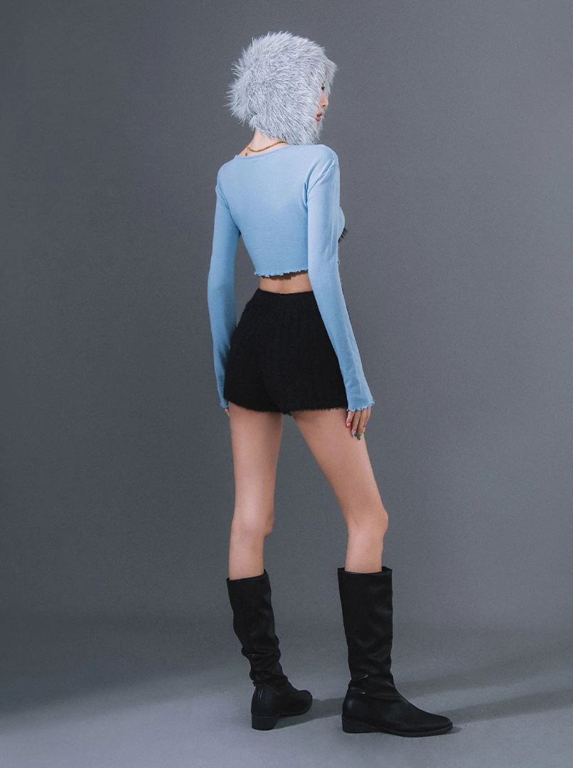 圓領木耳邊薄棉打底衫