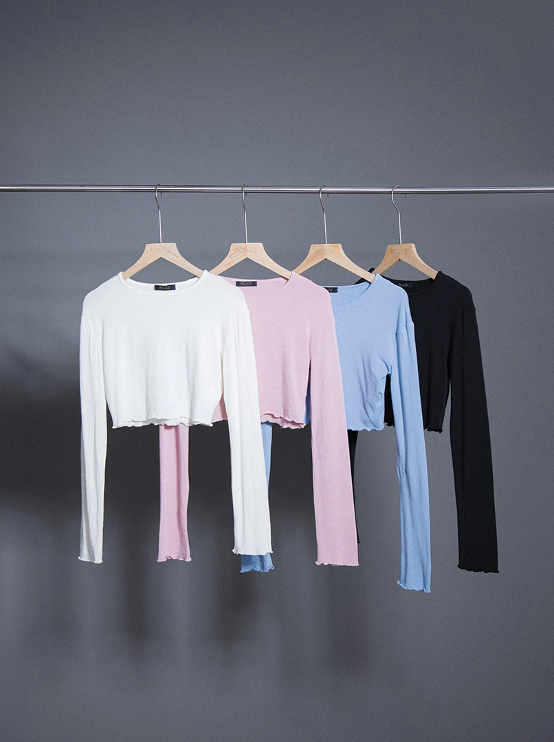 圓領木耳邊薄棉打底衫