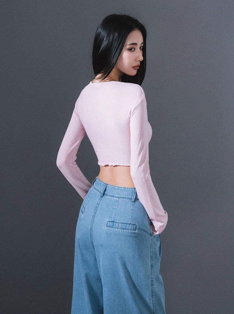 圓領木耳邊薄棉打底衫