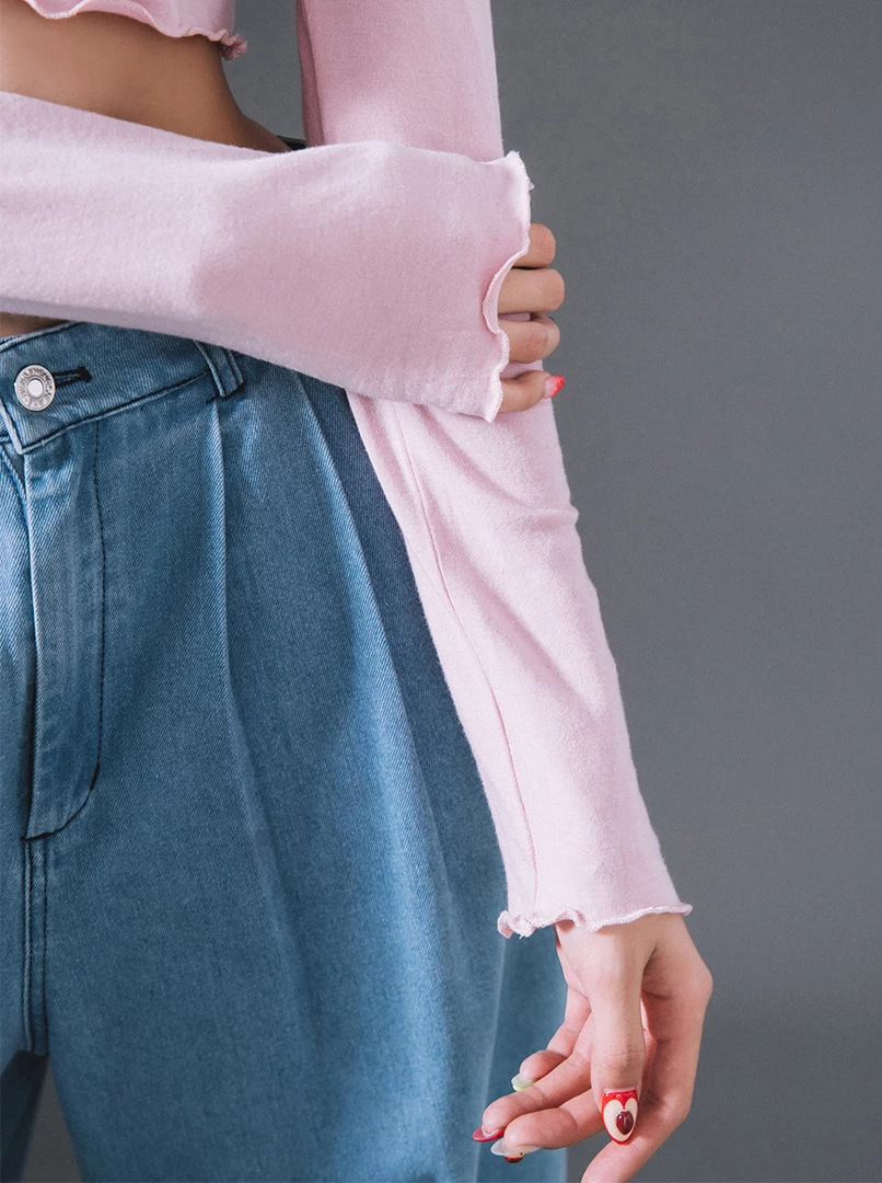 圓領木耳邊薄棉打底衫