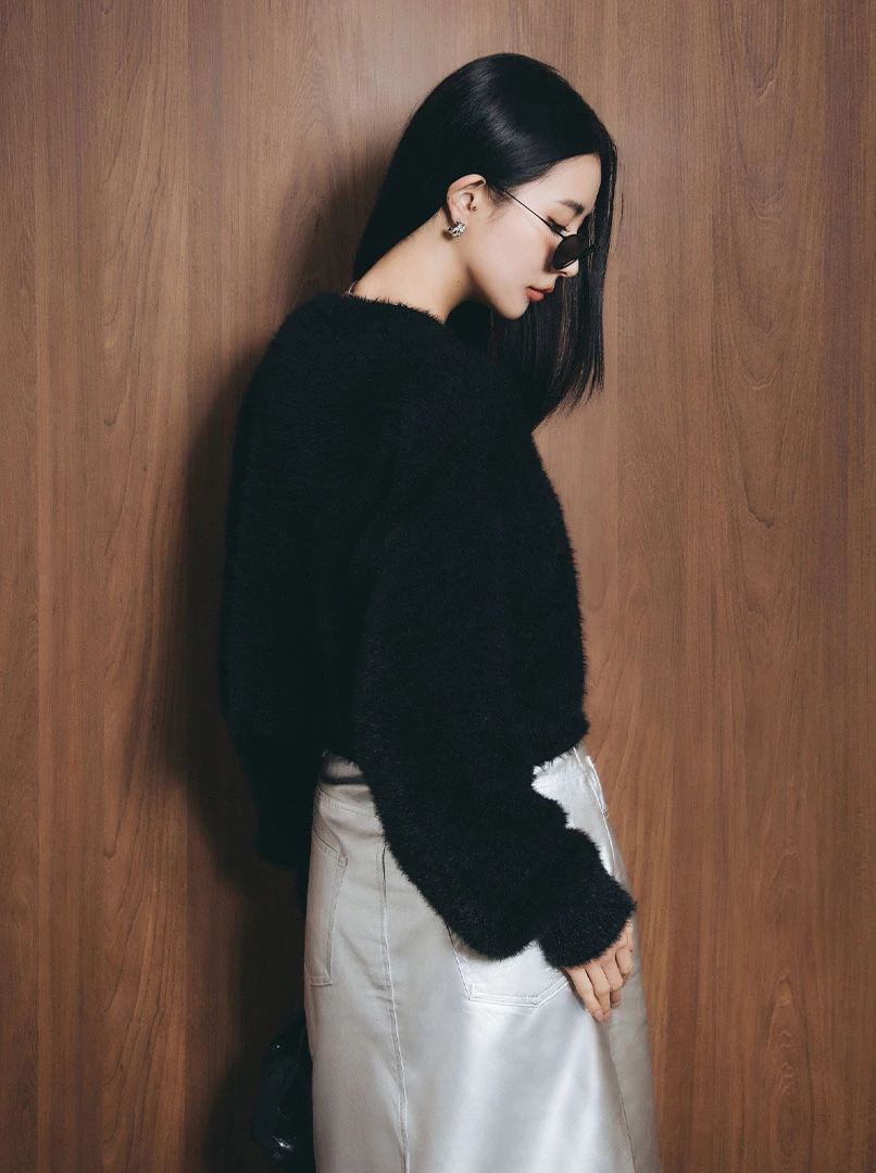 2.0短版水貂毛純色毛衣