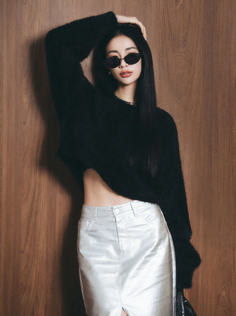 2.0短版水貂毛純色毛衣