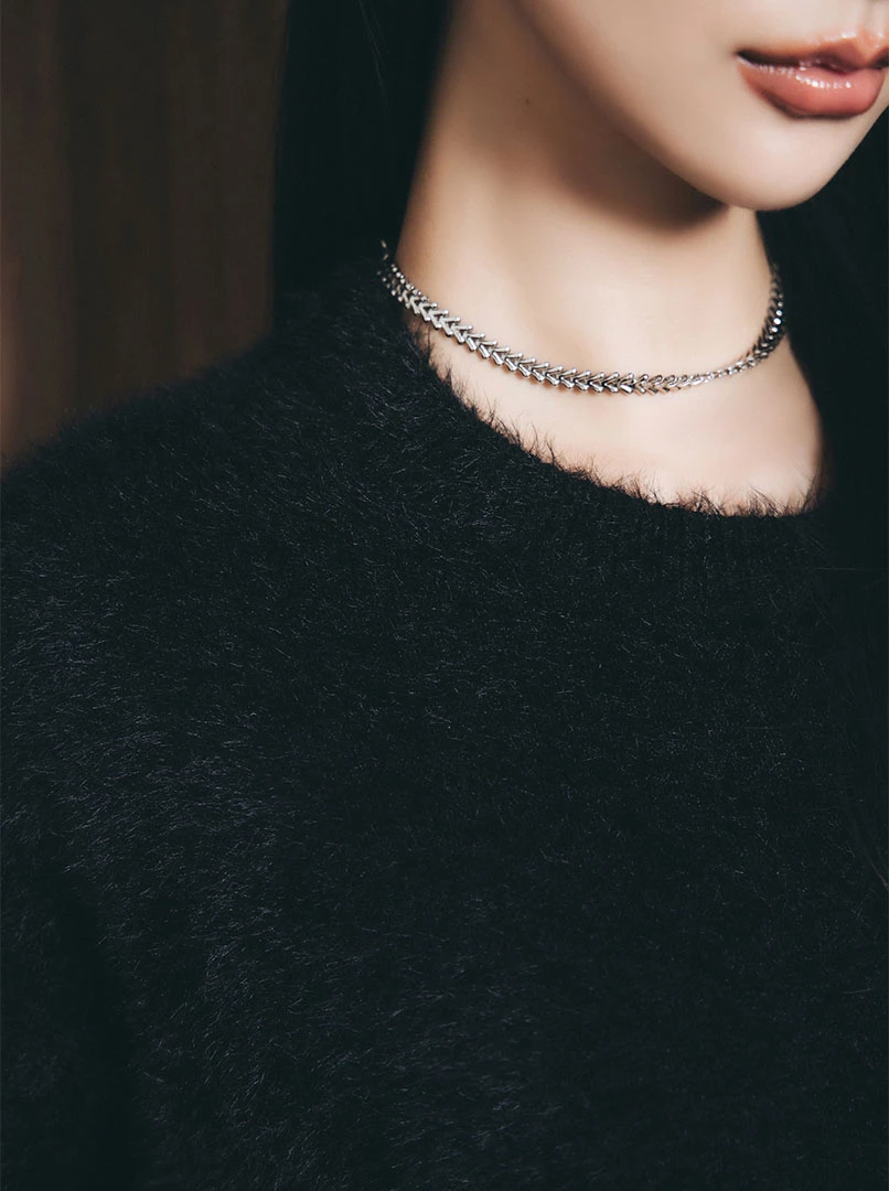 2.0短版水貂毛純色毛衣